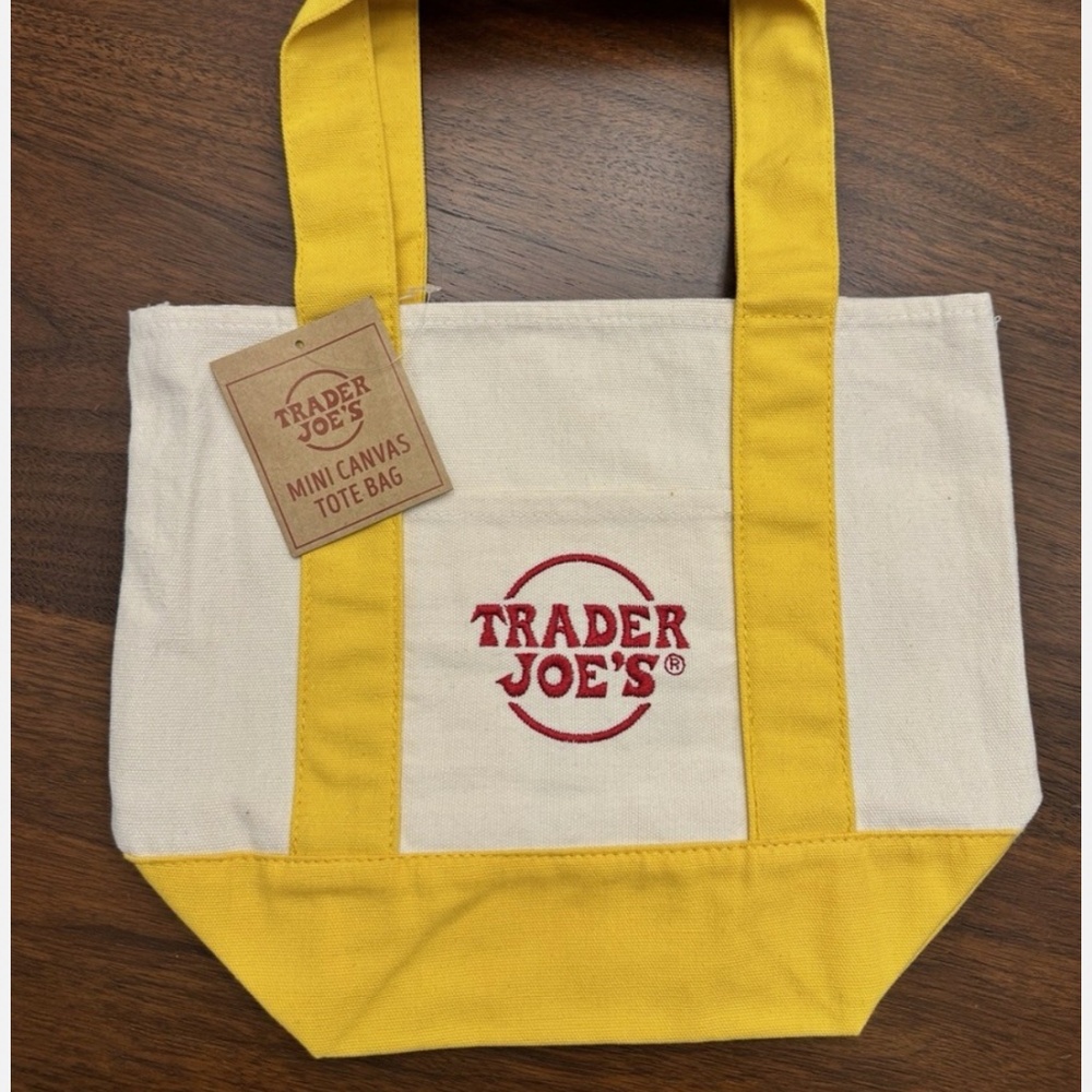 TRADER JOES Mini Canvas Tote Bag Limited Edition! Christmas 2025 Yellow NWT